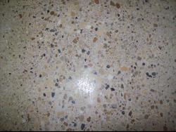 Polished concrete with large stone exposure